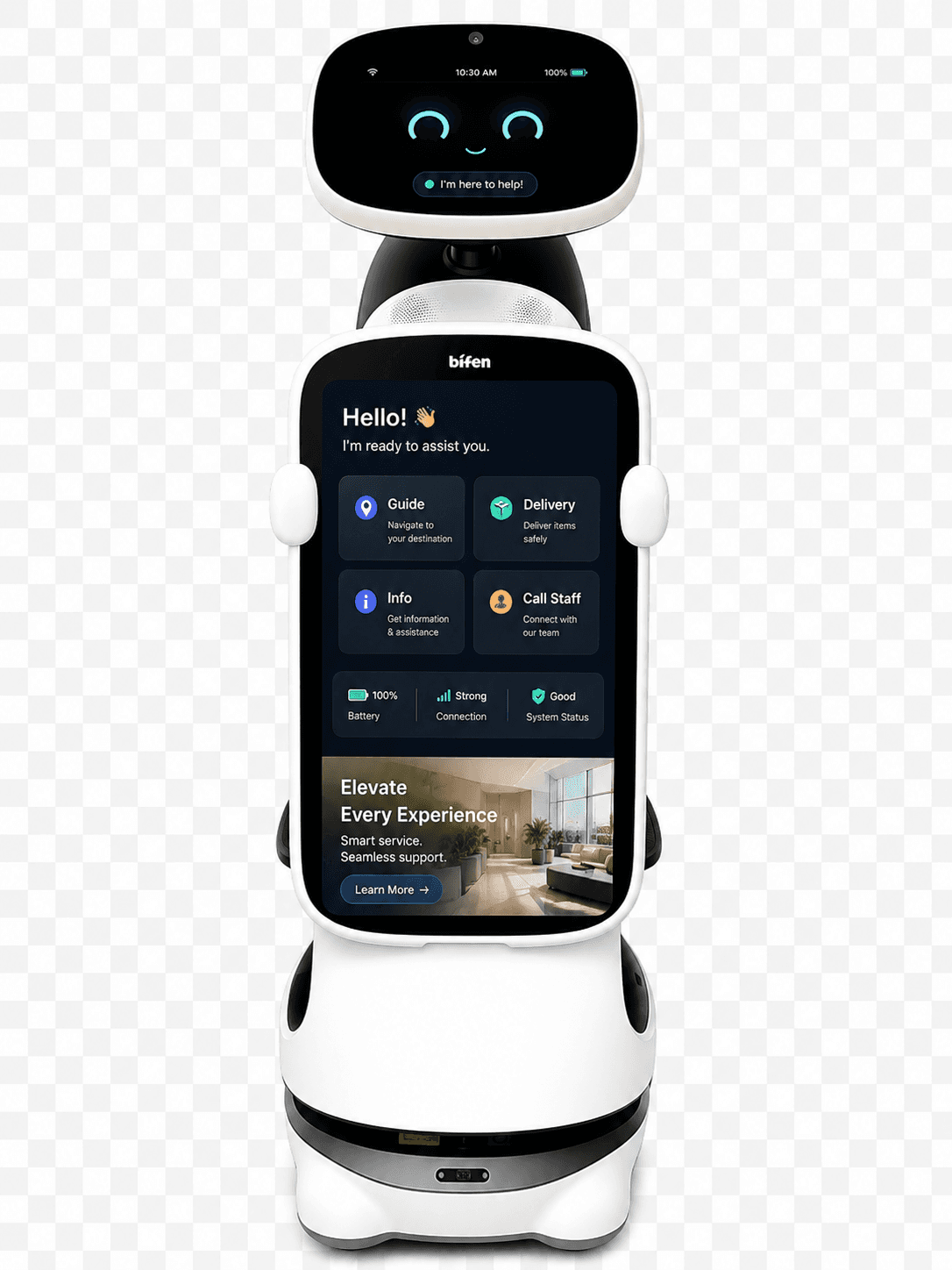 T10 — Restoran ve otelcilik için etkileşimli servis & teslimat robotu